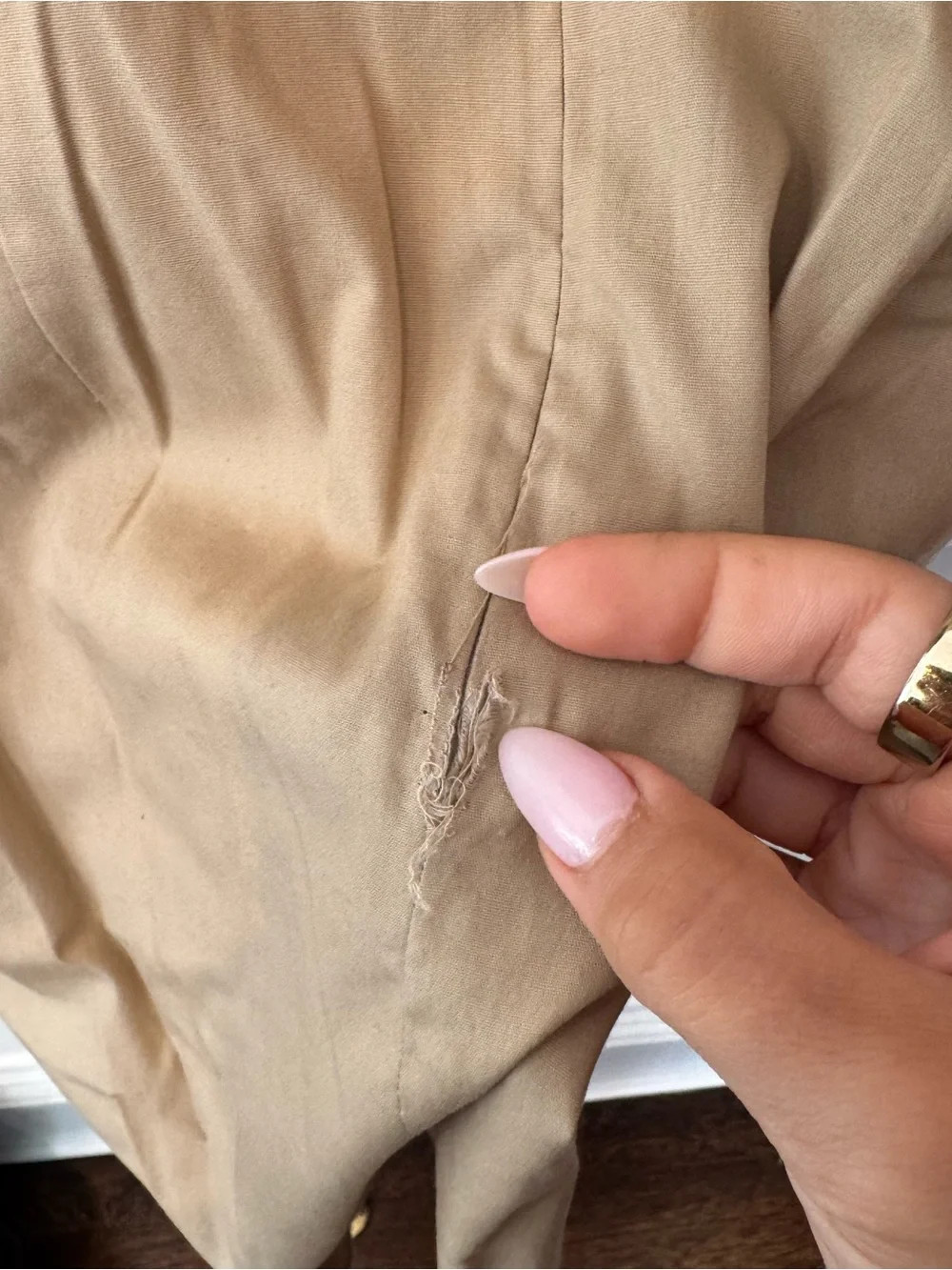 Lidaan Lina Ruffle Poplin Mini Dress In Beige with pockets , mini - Picture 6 of 11